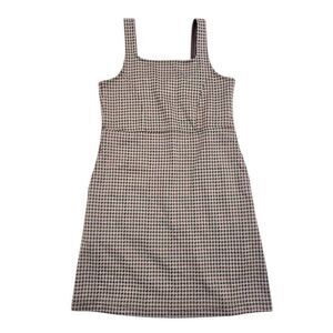 Abercrombie Kids Tank Dress Girls‎ 9/10 Beige Houndstooth Square Neck Sleeveless